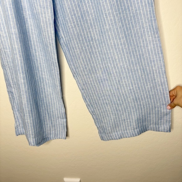 Anthropologie Vitamin A The Getaway Pant 100% Linen Blue Stripes Size Small - Picture 6 of 12